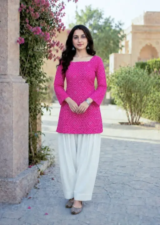 Bandhej Printed kurti with Bottom