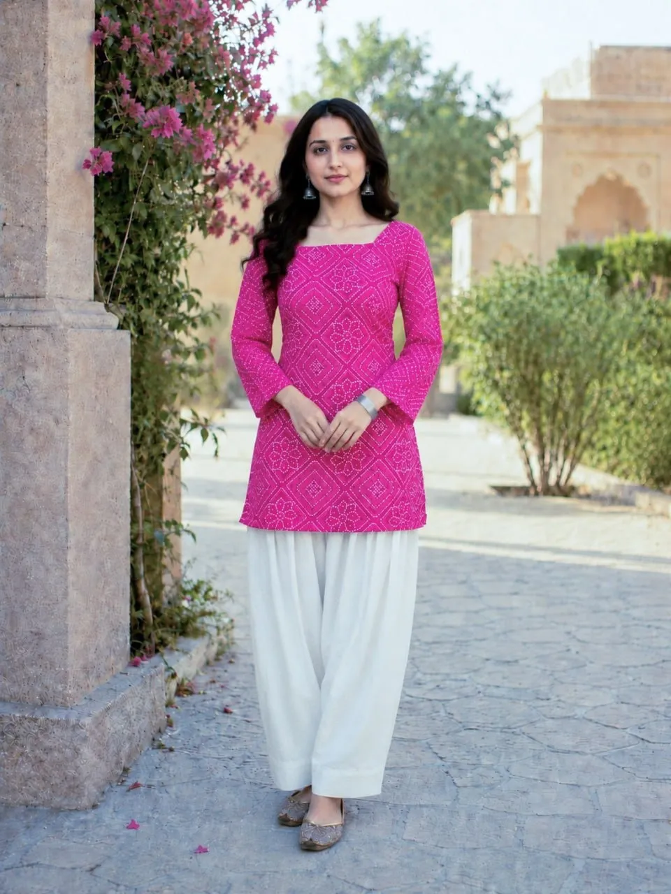 Bandhej Printed kurti with Bottom