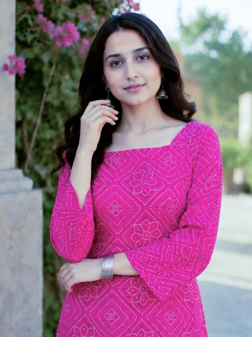 Bandhej Printed kurti with Bottom - Image 5