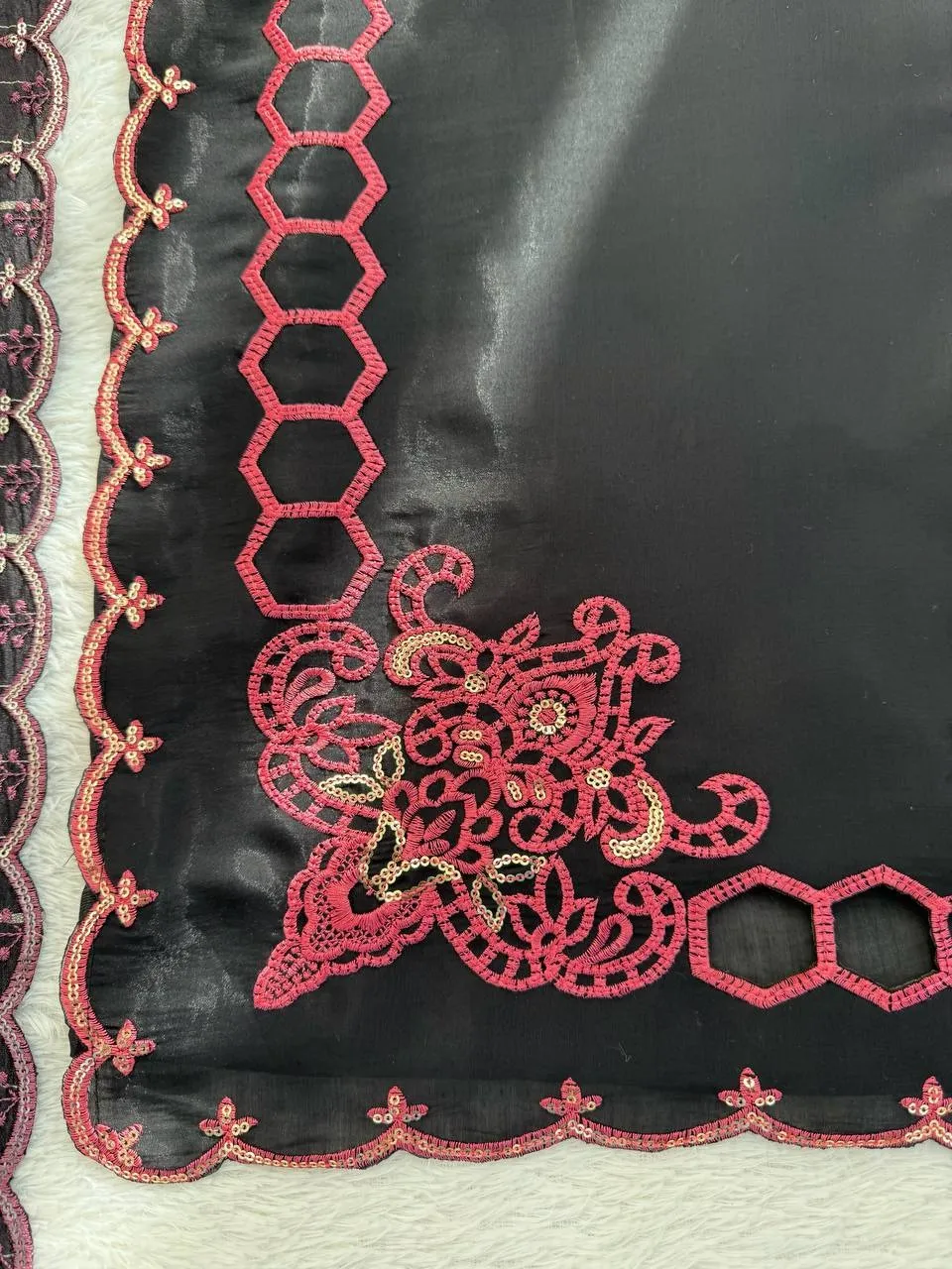Black Designer Pakistani Cut Work Salwar Suit - Image 6