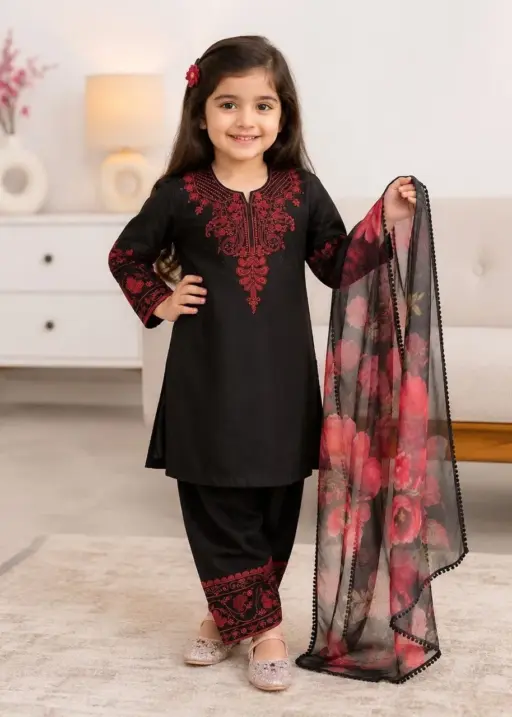 Black Kids Readymade Salwar Suit
