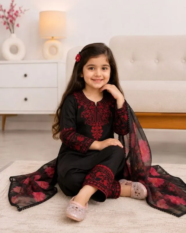 Black Kids Readymade Salwar Suit - Image 6