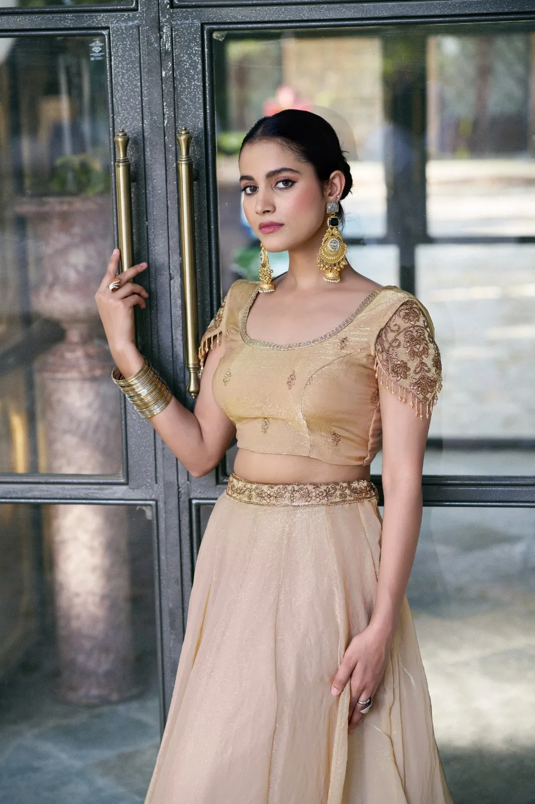 Cream Fendi Sequins Embroidered Lehenga Choli - Image 2