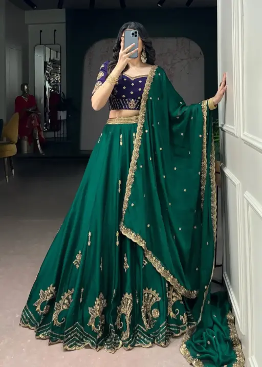 Embellished Green Traditional Lehenga Choli