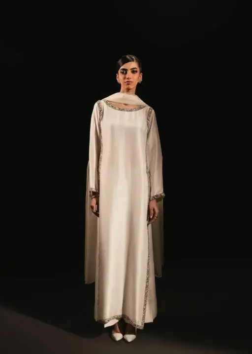Hania Ameer Inspired White Color Readymade Suit