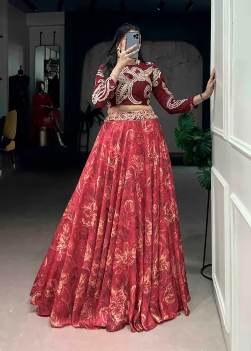 Maroon Floral Wedding Lehenga Choli with embroidery blouse designer lehenga for wedding wear