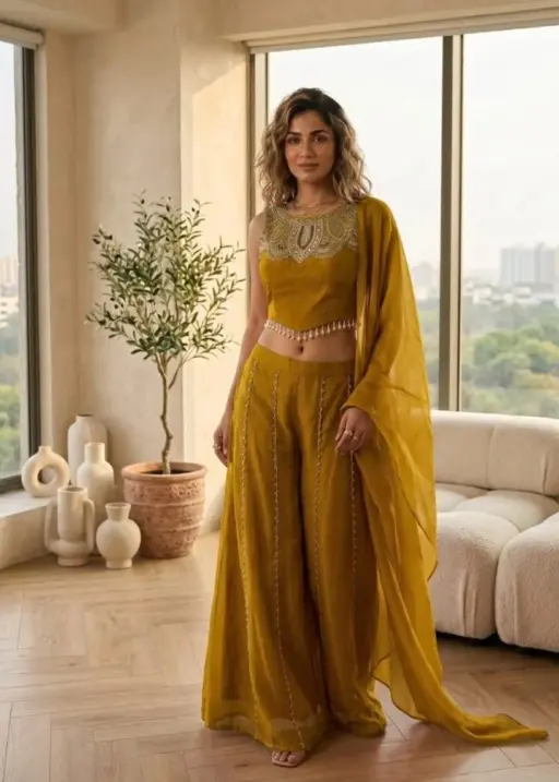 Mustard Yellow Stylish Indo Western