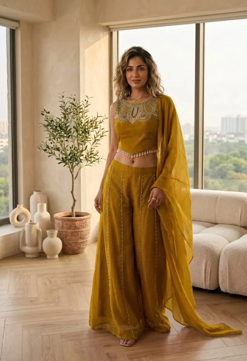 Mustard Yellow Stylish Indo Western - Image 2
