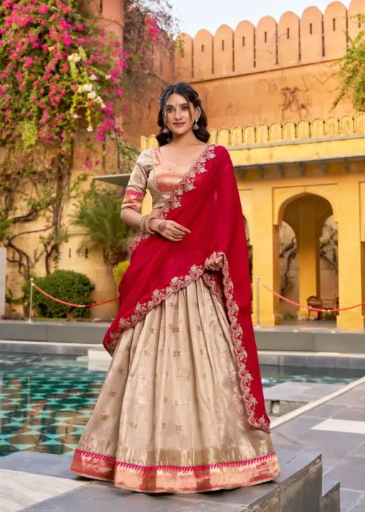 Off White Paithani Silk Wedding Lehenga Season