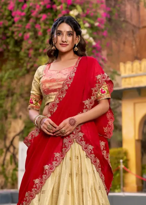 Patel Yellow Paithani Silk Lehenga for Haldi