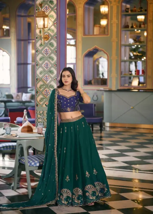 Premium Green Bridesmaid Lehenga Choli Set