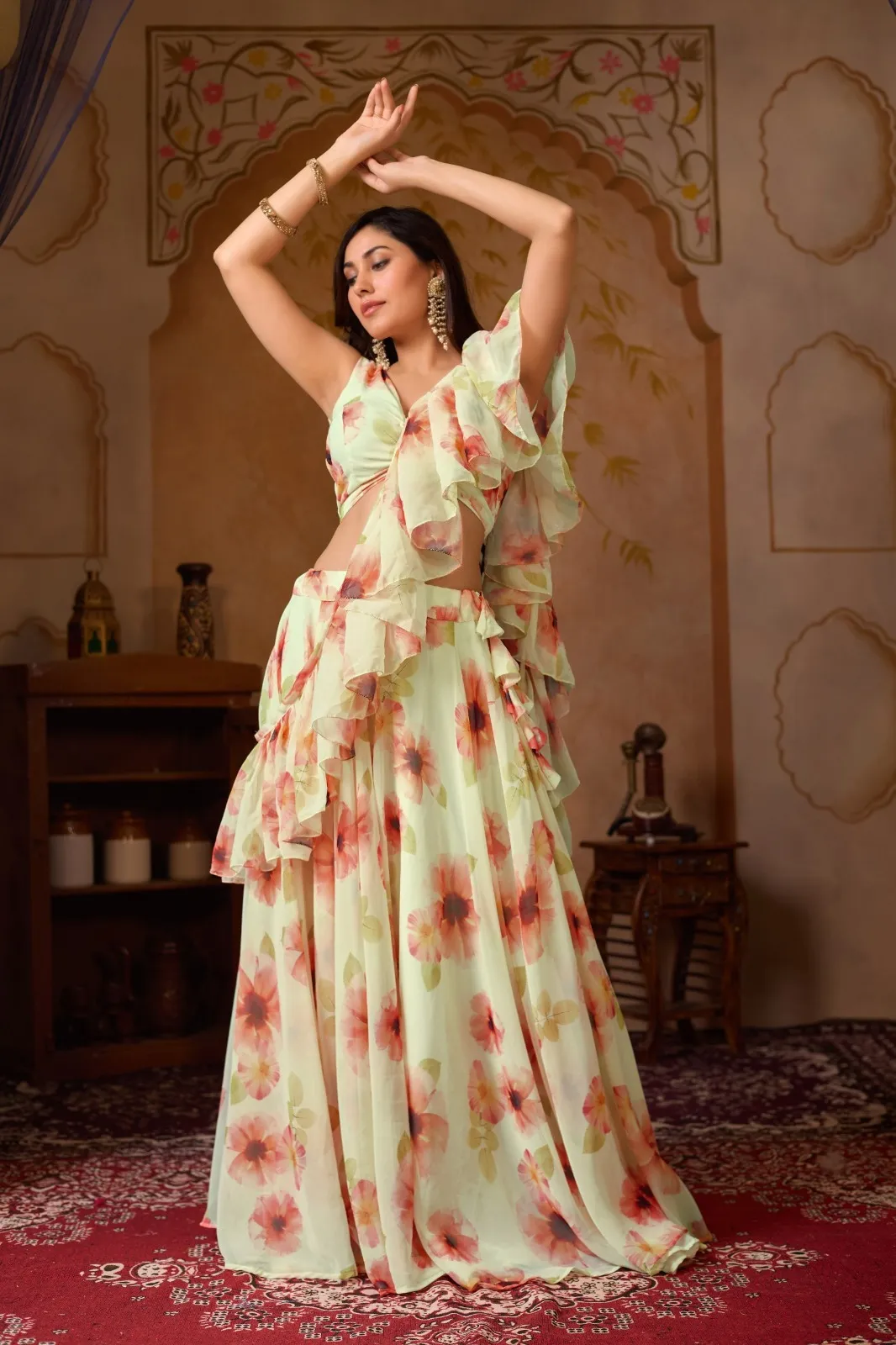 Printed Lehenga with Fancy Stitched Blouse