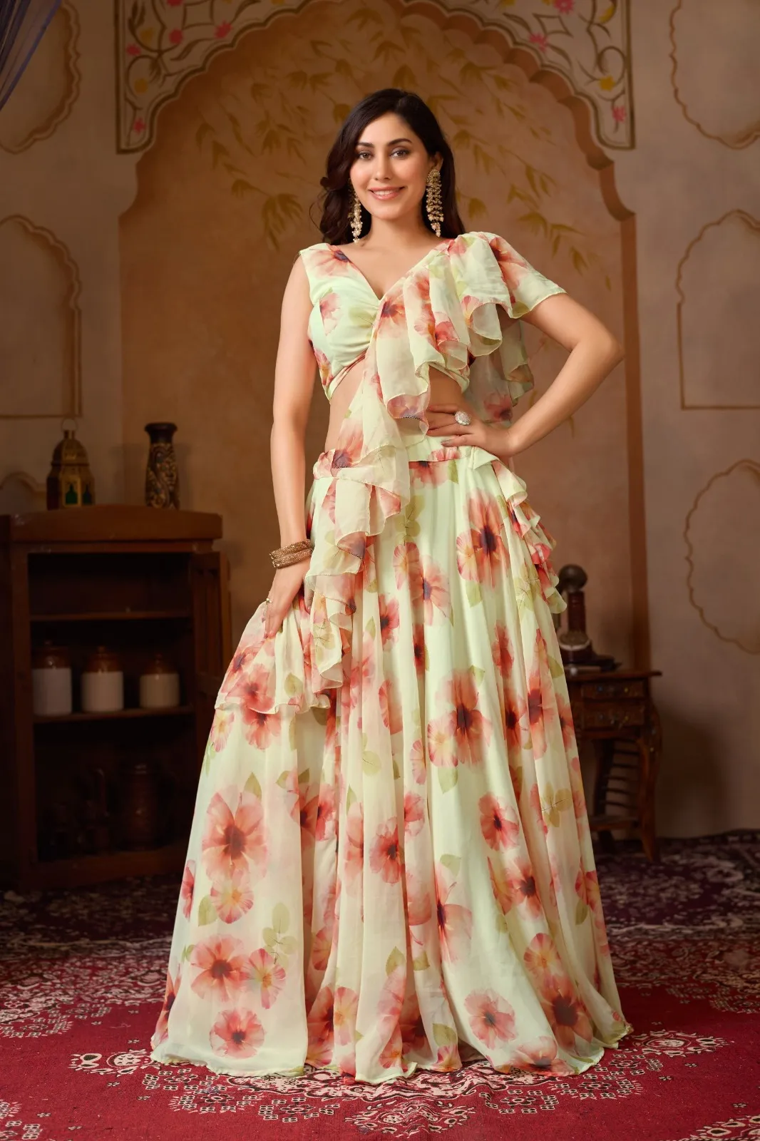 Printed Lehenga with Fancy Stitched Blouse - Image 2