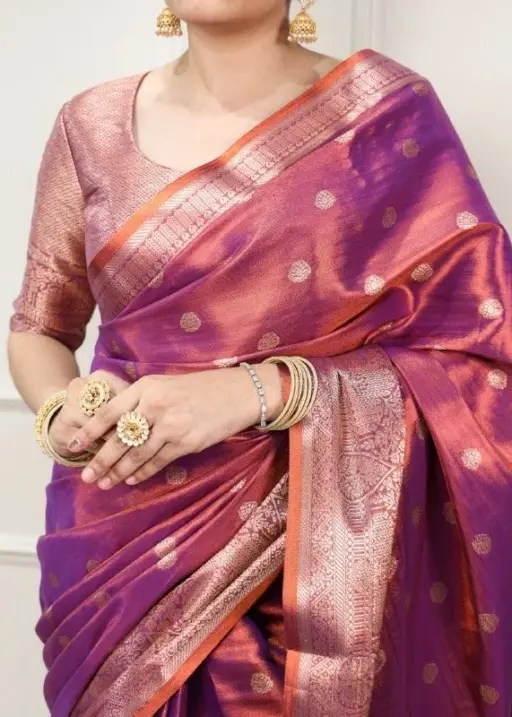 Purple Dual Tone Kasavu Silk Saree