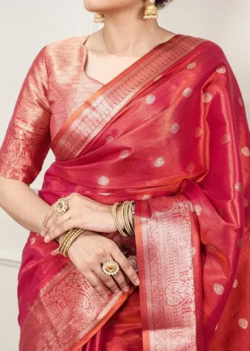 Rani Pink Dual Tone Kasavu Silk Pooja Saree
