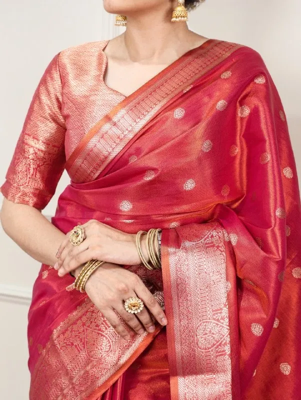 Rani Pink Dual Tone Kasavu Silk Pooja Saree