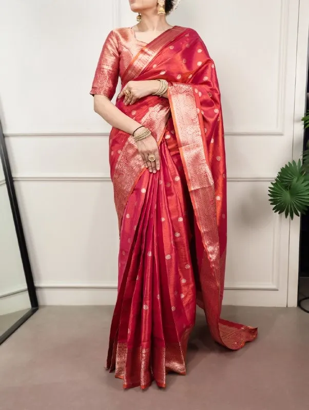 Rani Pink Dual Tone Kasavu Silk Pooja Saree - Image 2