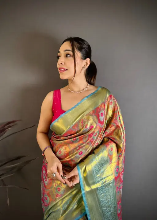 Rust Color Kanjivaram Semi Silk Saree with Rich Zari Border and Woven Pallu for Wedding Wear