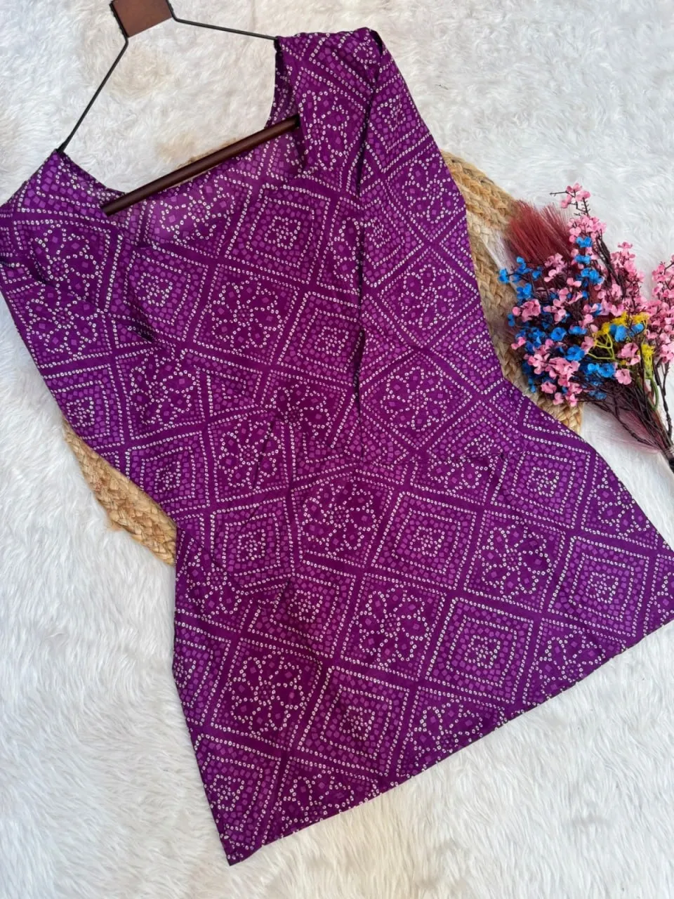 Summer Wear Bandhej Printed kurti with Bottom - Image 2
