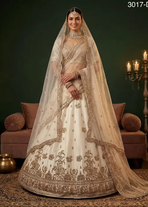 White Color Gadhwal Silk Bridesmaid Lehenga Choli