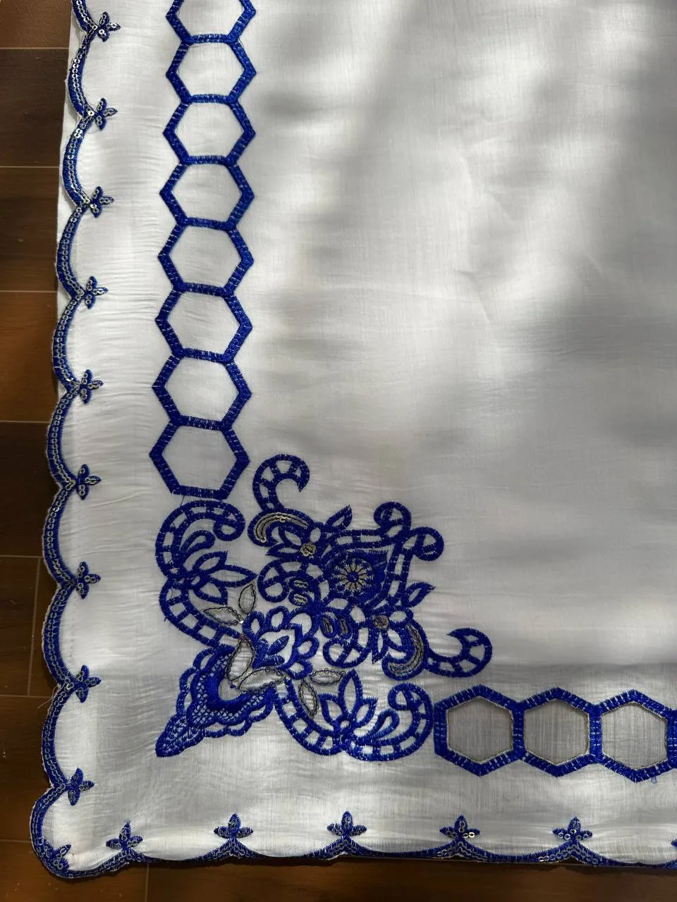 White Color Pakistani Cut Work Salwar Suit - Image 3