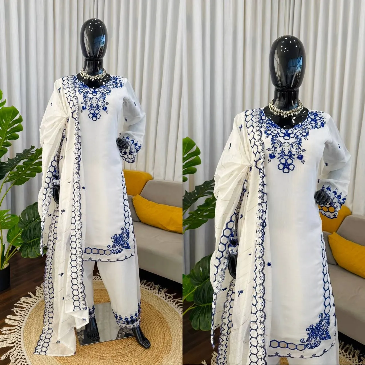 White Color Pakistani Cut Work Salwar Suit - Image 6