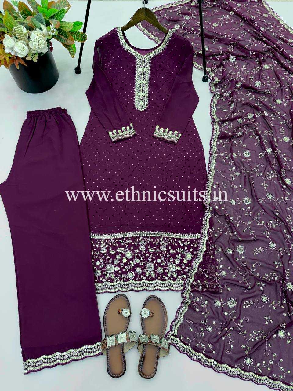 3 piece Purple Kurti Set - Image 3