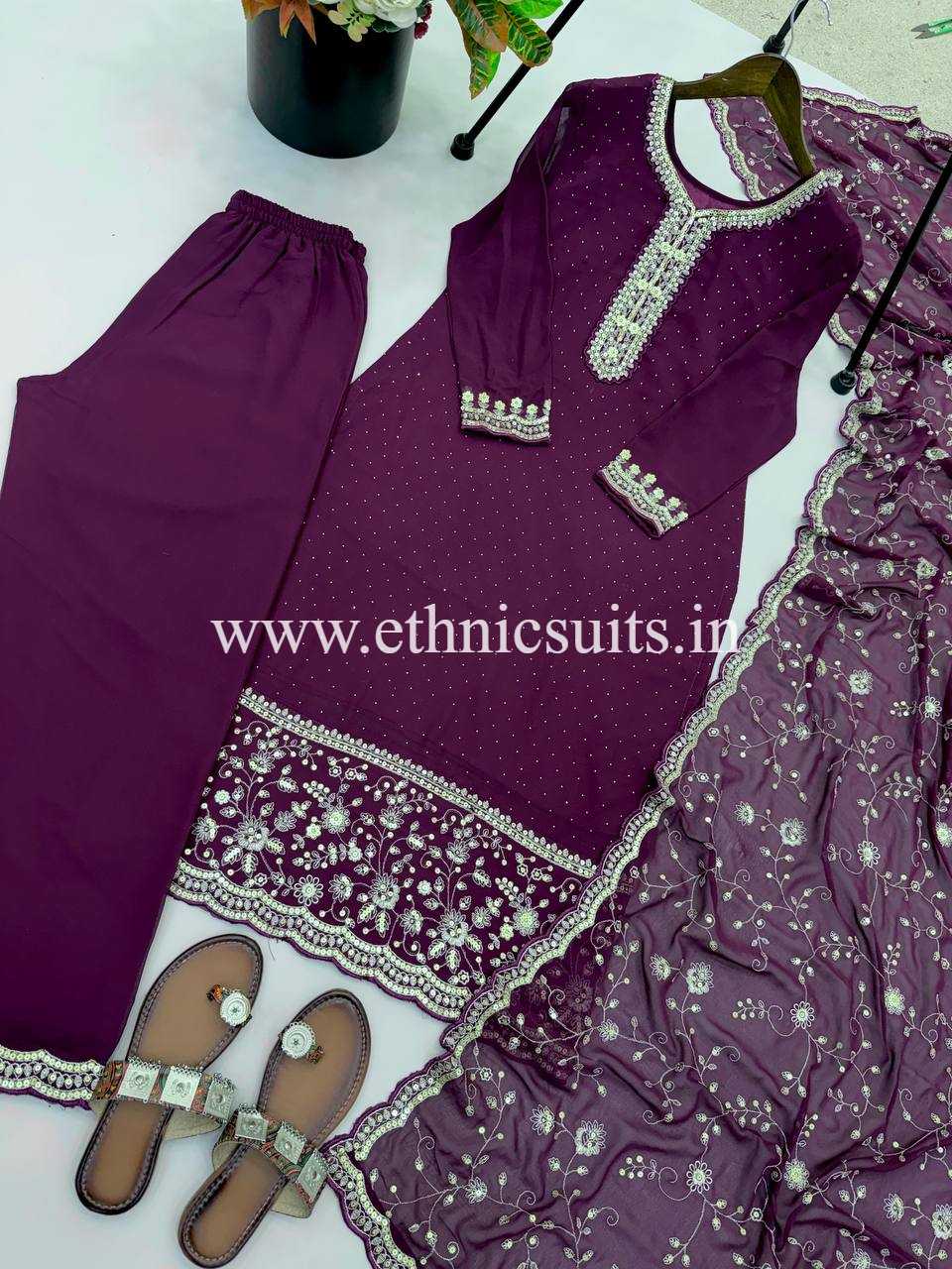 3 piece Purple Kurti Set - Image 4