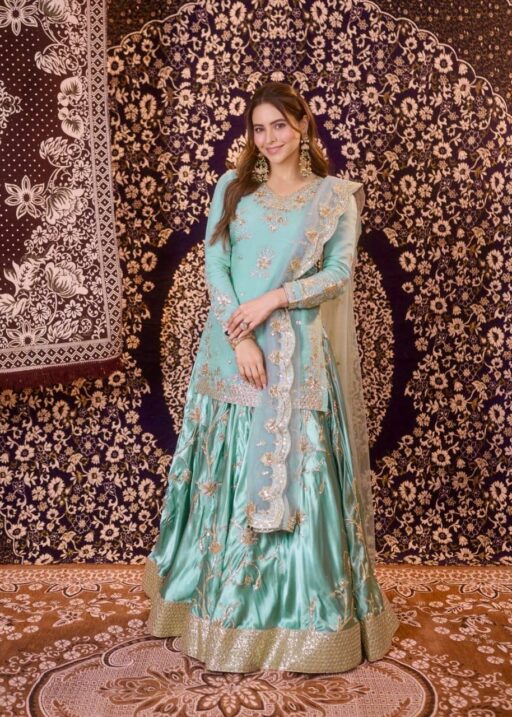 Aamna Sharif Inspired Blue Skirt Suit
