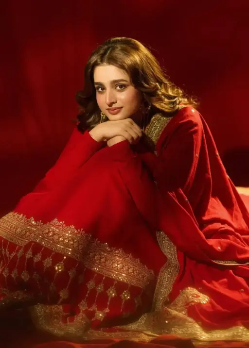 Aisha Khan Inspired Red Anarkali Dress