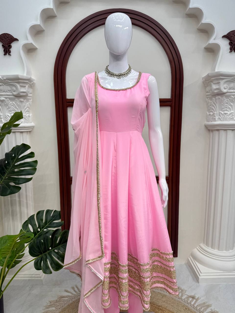 Beautiful Baby Pink Anarkali Dress - Image 3