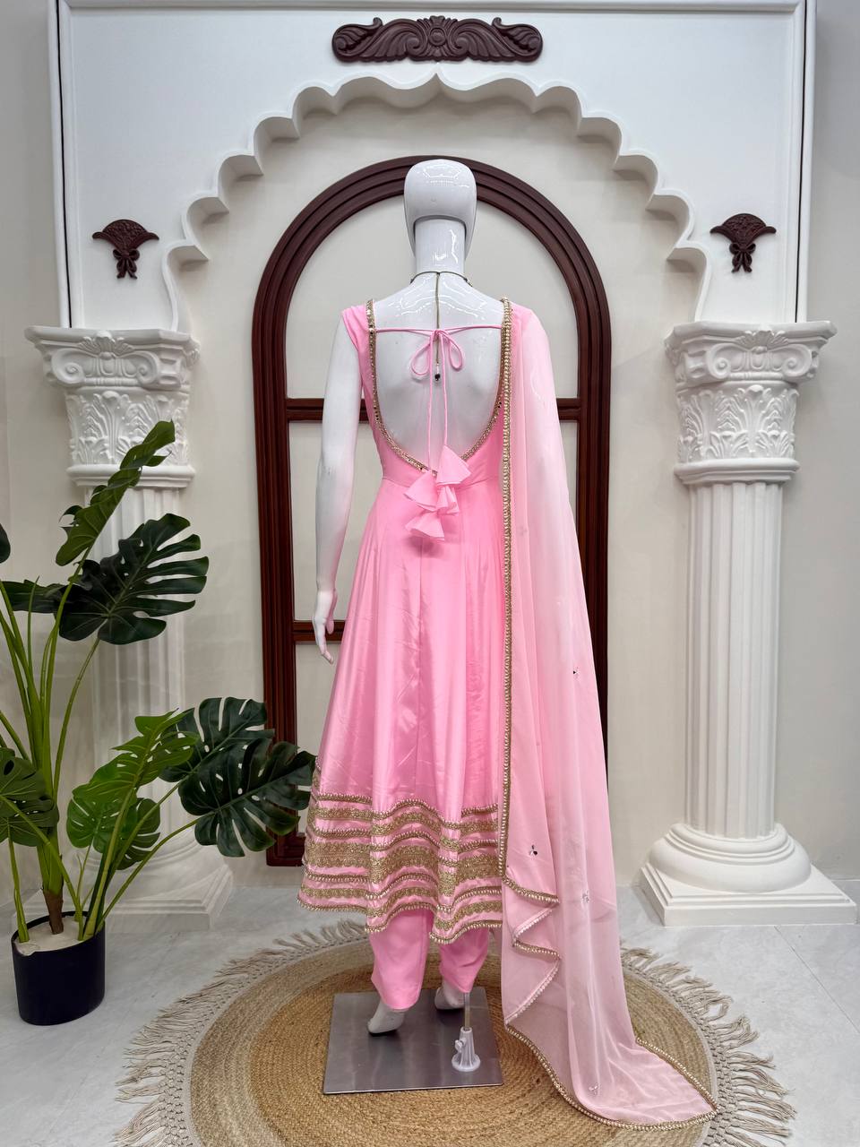 Beautiful Baby Pink Anarkali Dress - Image 5