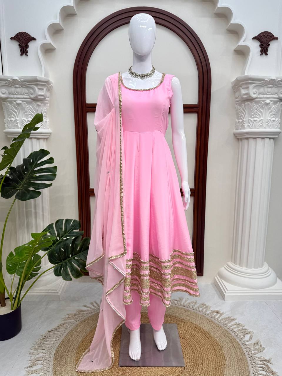 Beautiful Baby Pink Anarkali Dress - Image 6