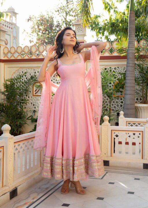 Beautiful Baby Pink Anarkali Dress