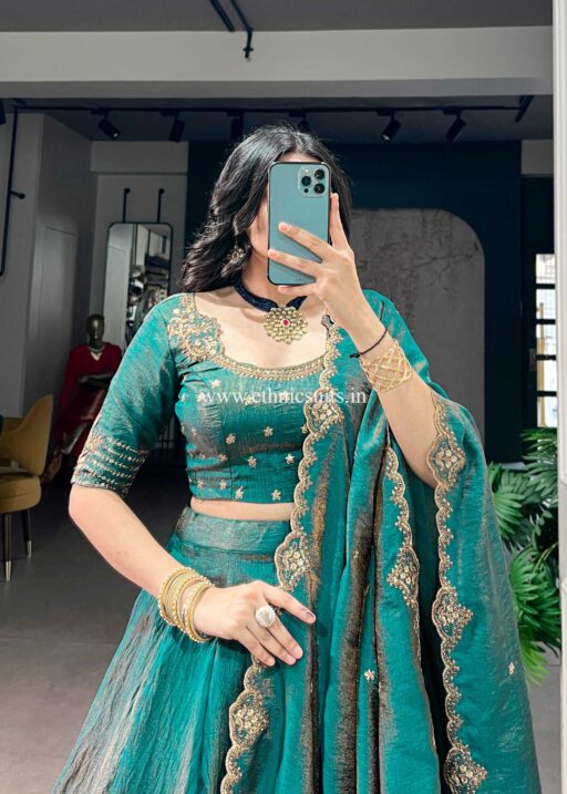 Blue Color Plain Lehenga Choli for Wedding