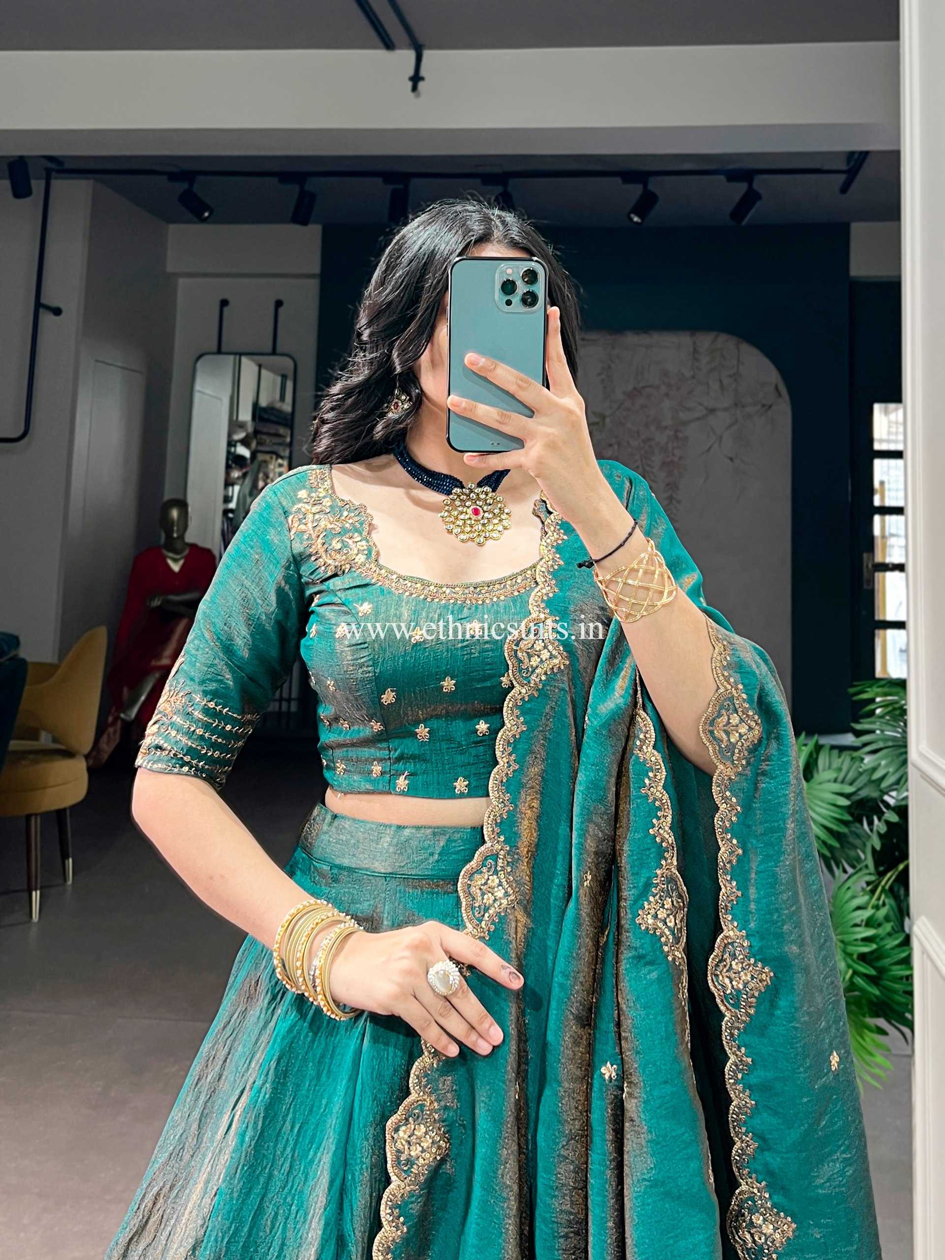 Blue Color Plain Lehenga Choli for Wedding