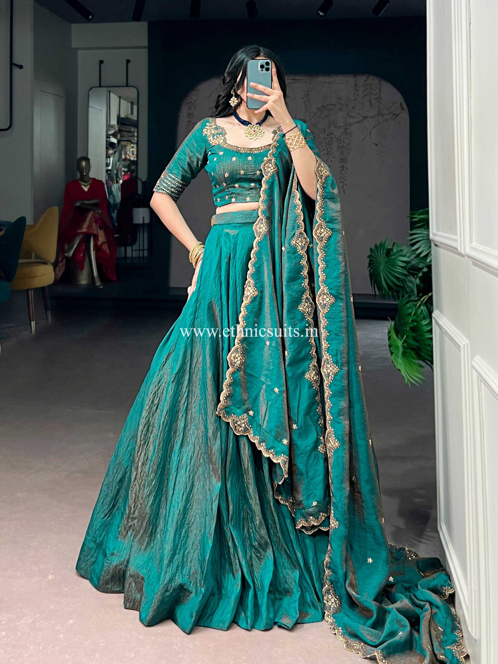 Blue Color Plain Lehenga Choli for Wedding