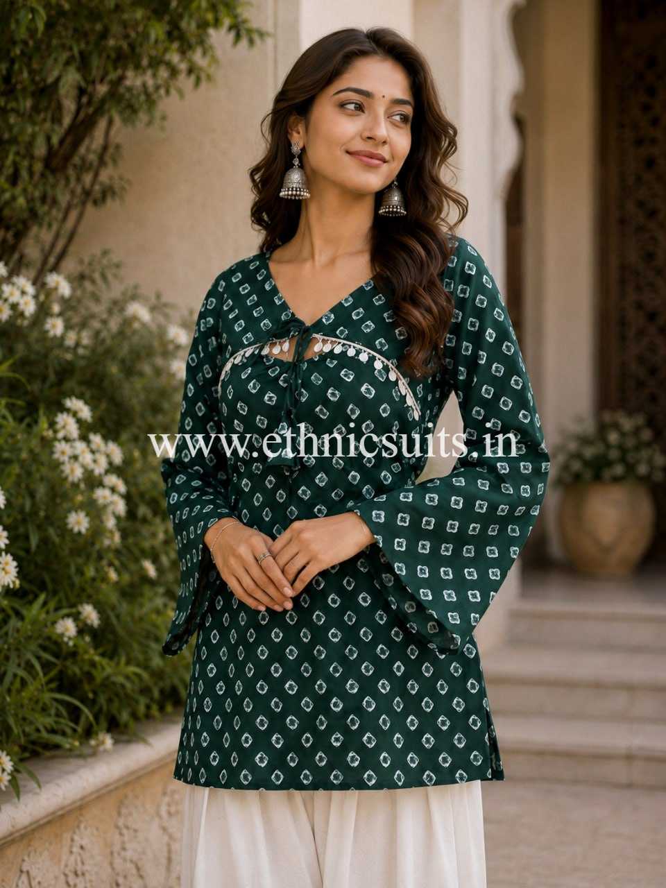 Cotton Printed Boat Neck kurta with Bottom - Image 2