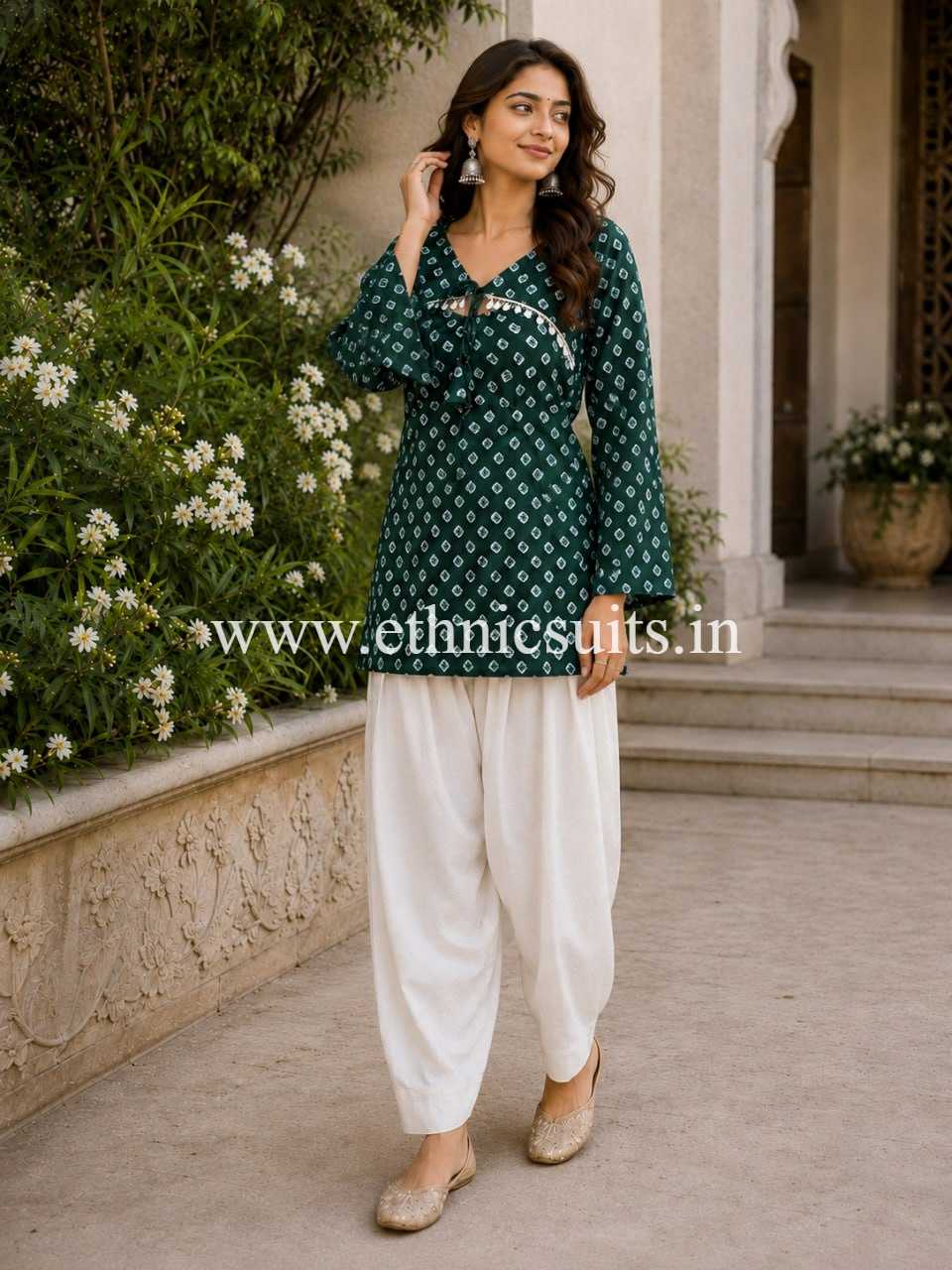 Cotton Printed Boat Neck kurta with Bottom