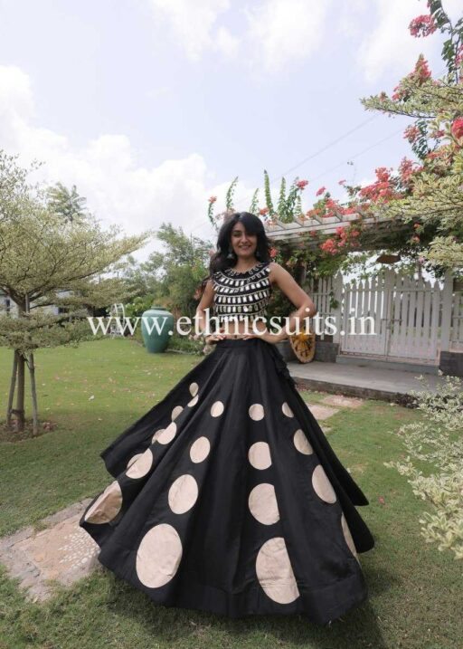 Designer Black Chaniya with Fancy Mirror work Choli for Navratri