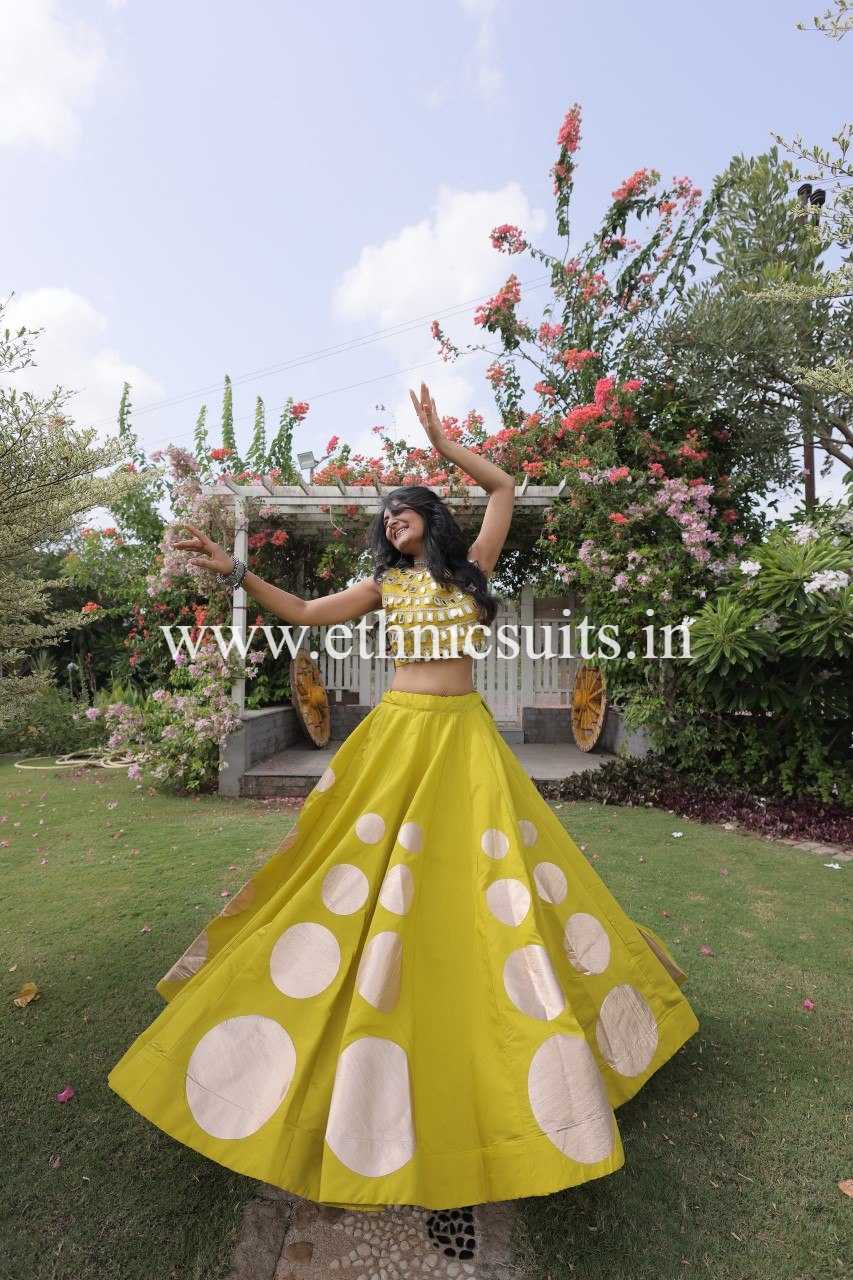Designer Mint Green Chaniya with Fancy Mirror work Choli for Navratri - Image 2