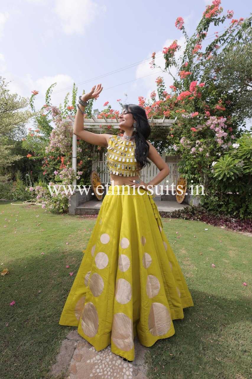 Designer Mint Green Chaniya with Fancy Mirror work Choli for Navratri