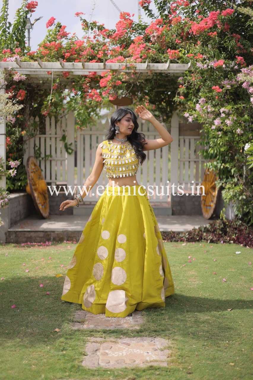 Designer Mint Green Chaniya with Fancy Mirror work Choli for Navratri - Image 5