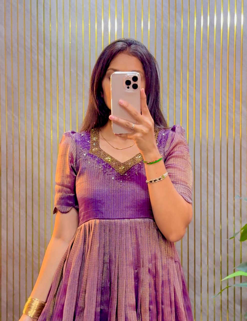 Eye catching Maggam Hand Work Gown Purple - Image 4