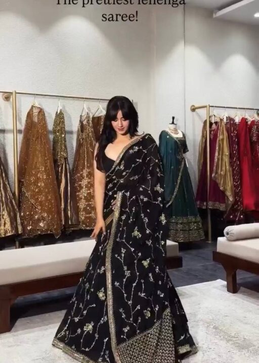 Festive Wear Black Designer Lehenga Saree