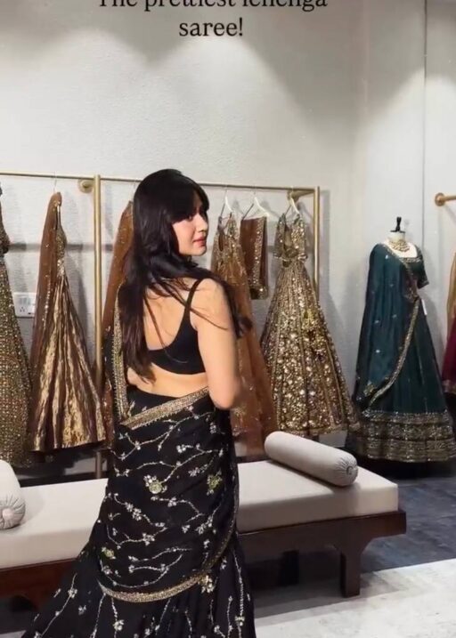 Festive Wear Black Designer Lehenga Saree