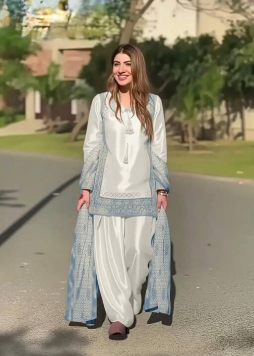 Inspired Farshi Salwar Suit With Contrast Dupatta