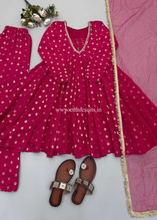 Inspired Pink Georgette Sharara Set