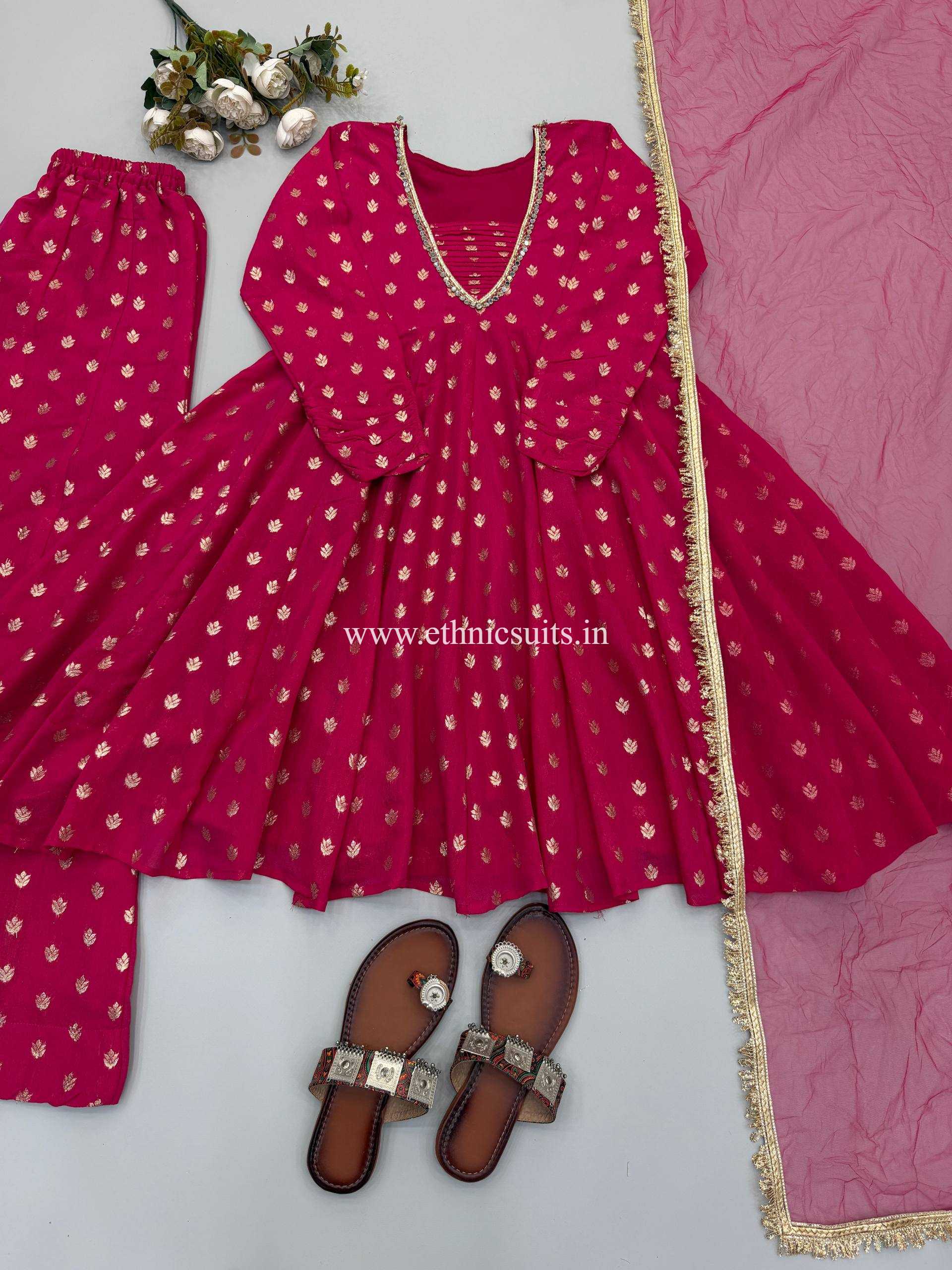 Inspired Pink Georgette Sharara Set