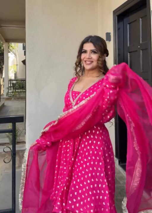 Inspired Pink Georgette Sharara Set